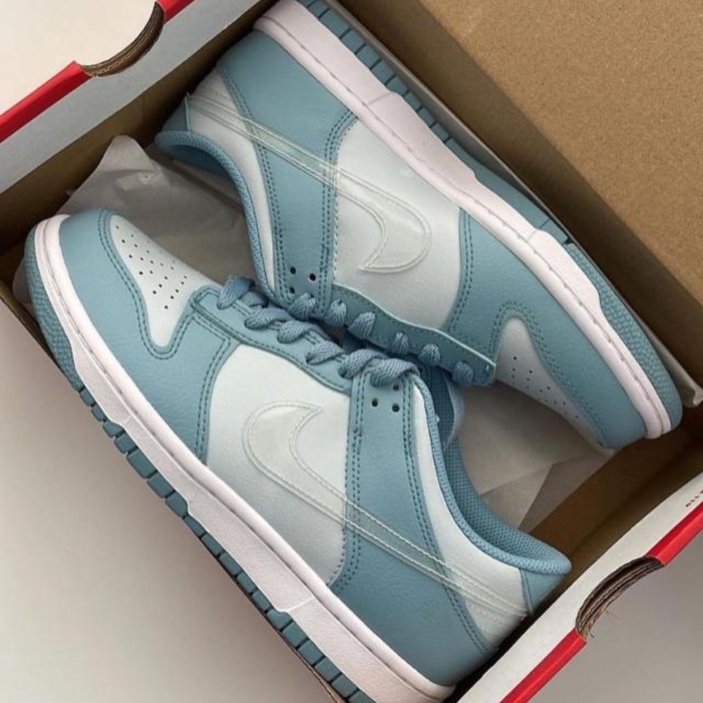 Clear blue swoosh dunks
